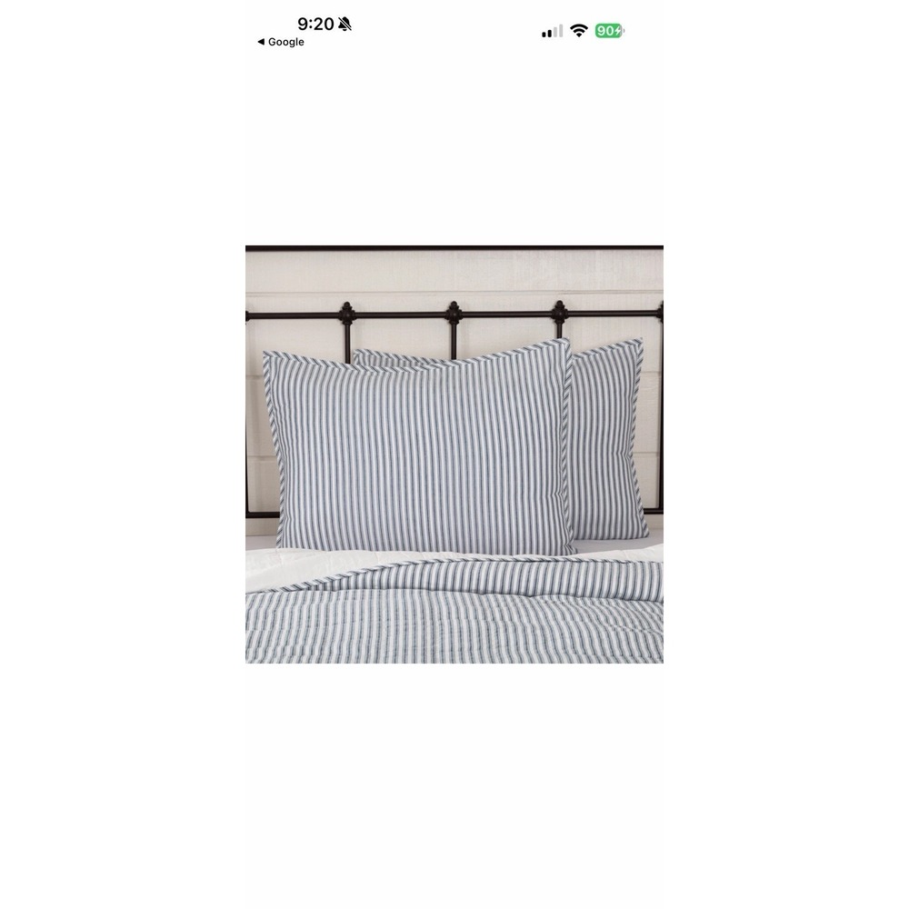 Sawyer Mill Farmhouse Blue Ticking Stripe Standard Sham 21x27 VHC Brands Cottage